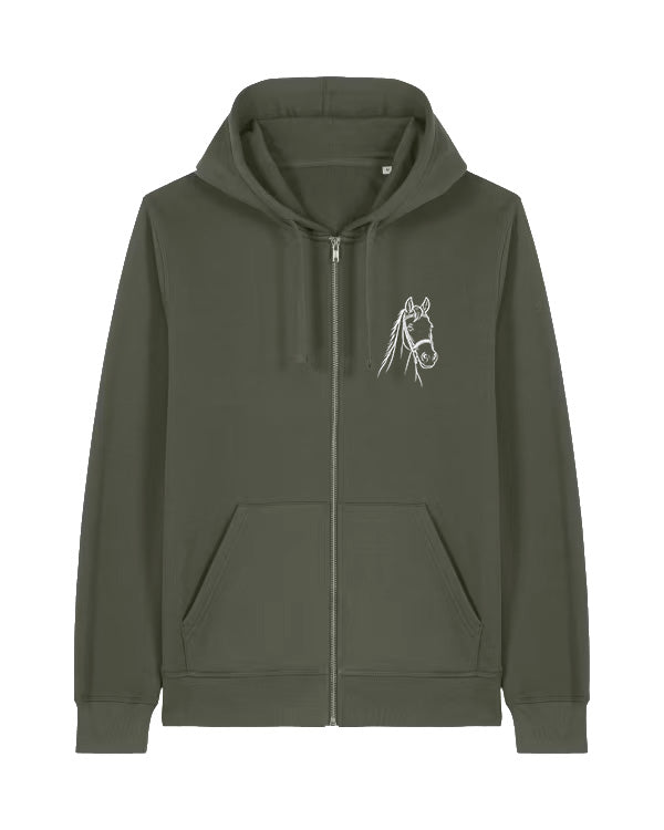 Custom-Made Equine Full-Zip Hoodie — Personalised Horse Outline