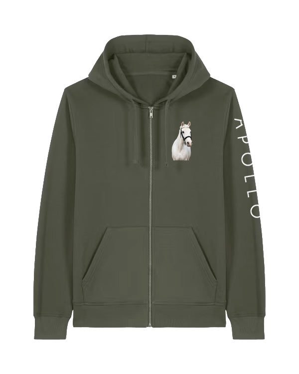 Custom-Made Equine Full-Zip Hoodie — Personalised Horse Outline