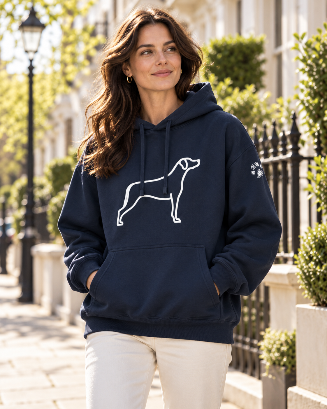 Custom-Made WALKING THE DOG Oversized Hoodie — Front & Back | Paw Print Option