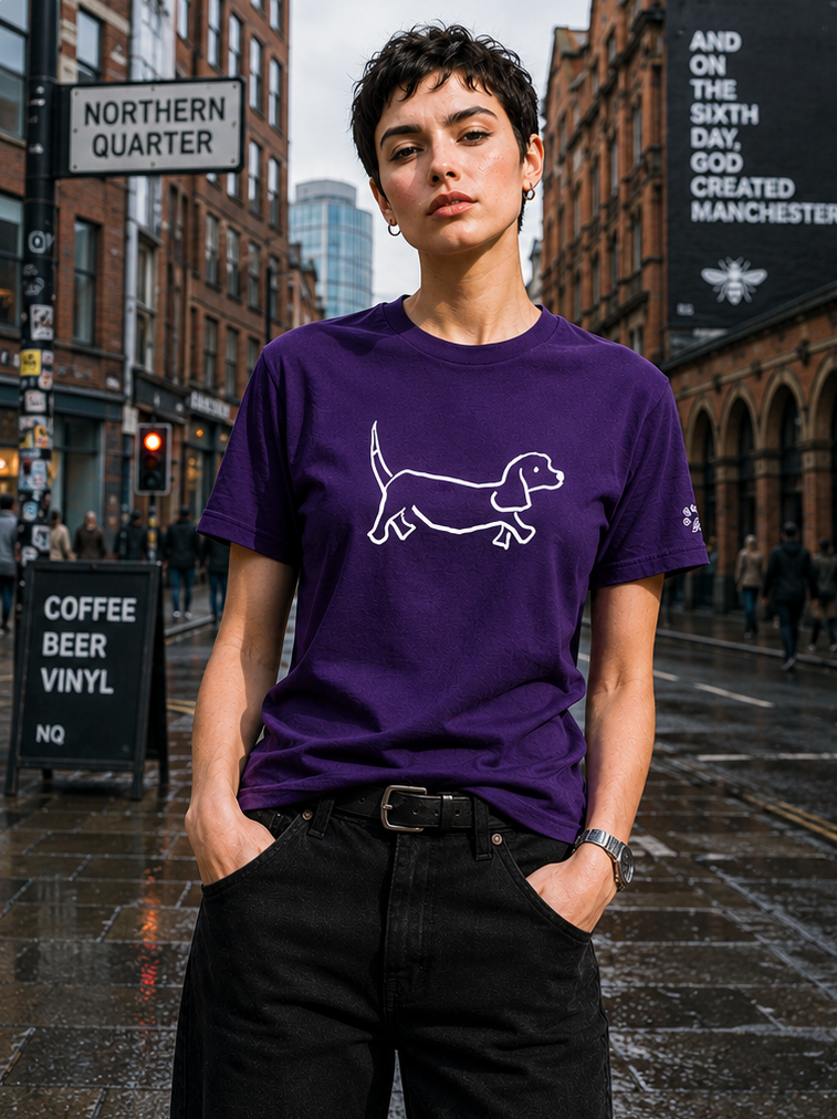 CUSTOMISED WALKING THE DOG TSHIRT A4 Image (Front) & PAW PRINT sleeve image 0
