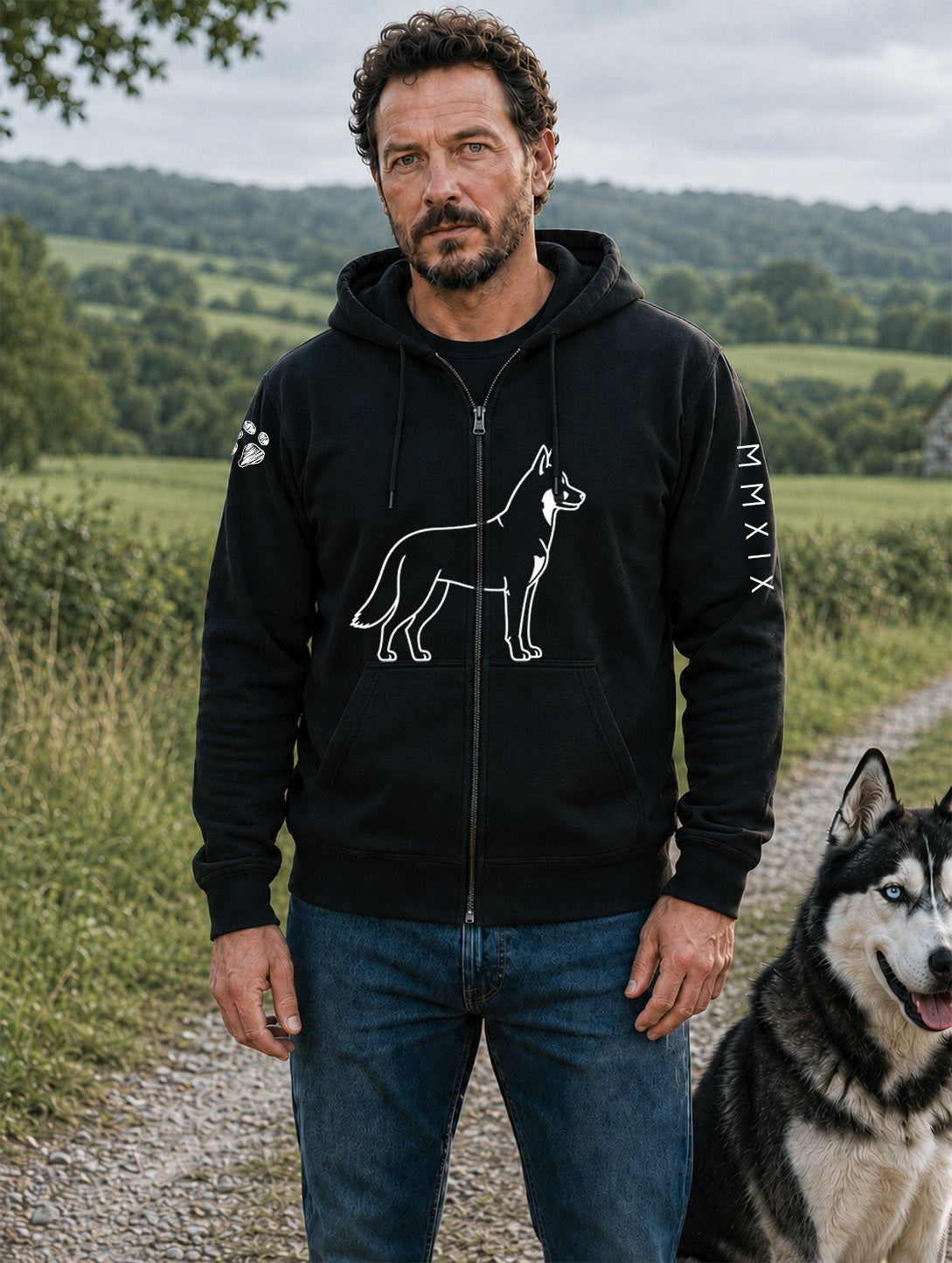 Custom-Made WALKING THE DOG Full-Zip Hoodie | A4 Front & Back + Paw Sleeve image 5