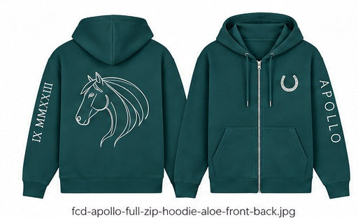 Custom-Made Equine Full-Zip Hoodie — Personalised Horse Outline