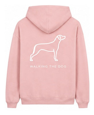 Custom-Made WALKING THE DOG Oversized Hoodie — Front & Back | Paw Print Option