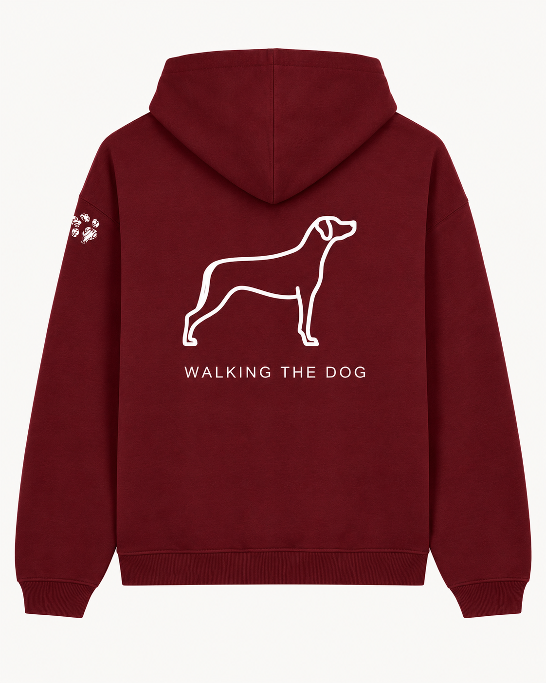 Custom-Made WALKING THE DOG Oversized Hoodie — Front & Back | Paw Print Option