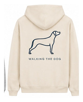 Custom-Made WALKING THE DOG Oversized Hoodie — Front & Back | Paw Print Option