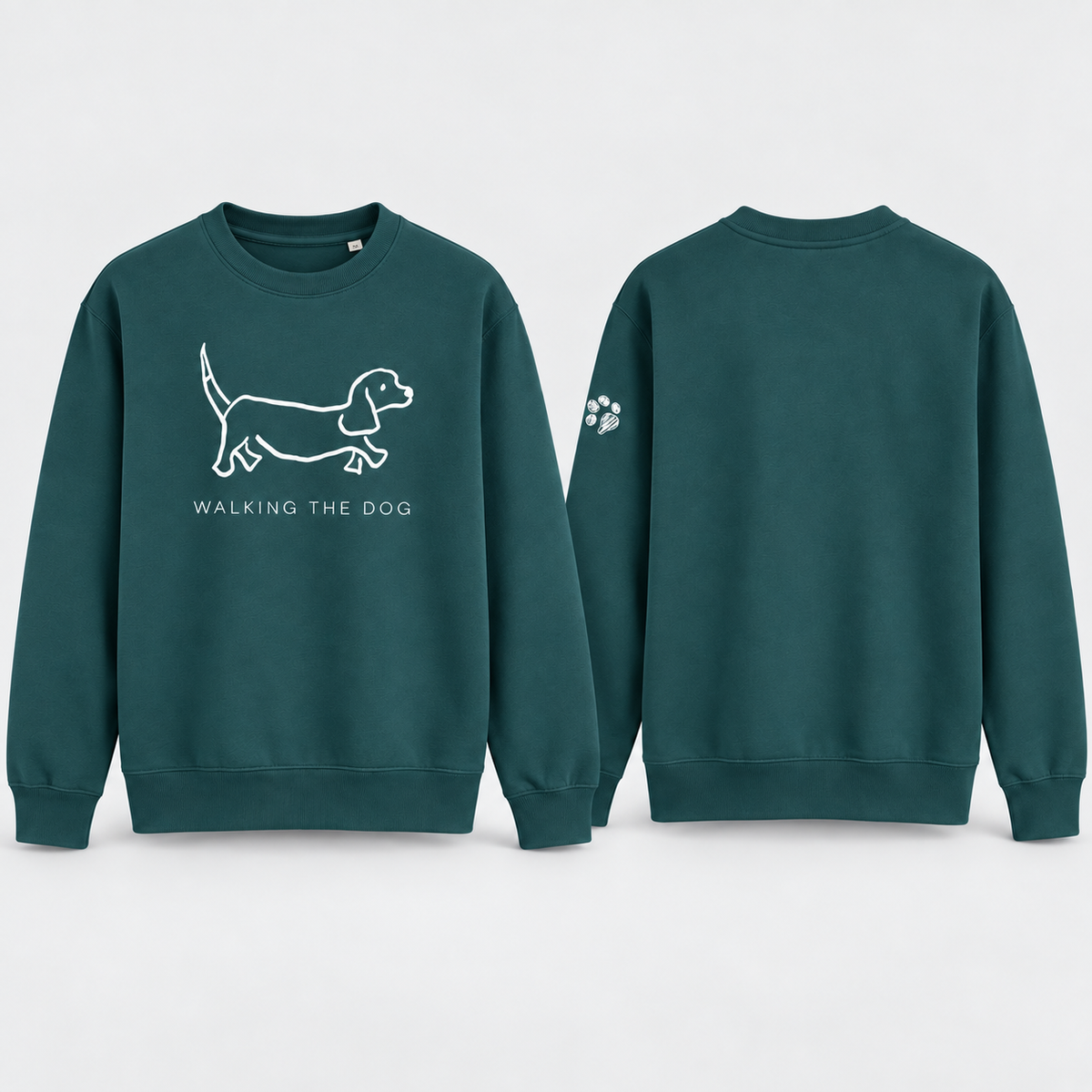 CUSTOMISED WALKING THE DOG CREW A4 Image (Front) & Paw (sleeve)
