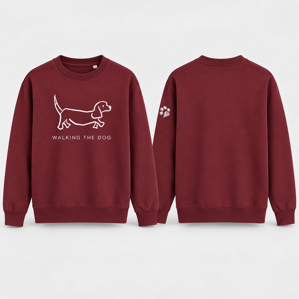 CUSTOMISED WALKING THE DOG CREW A4 Image (Front) & Paw (sleeve)