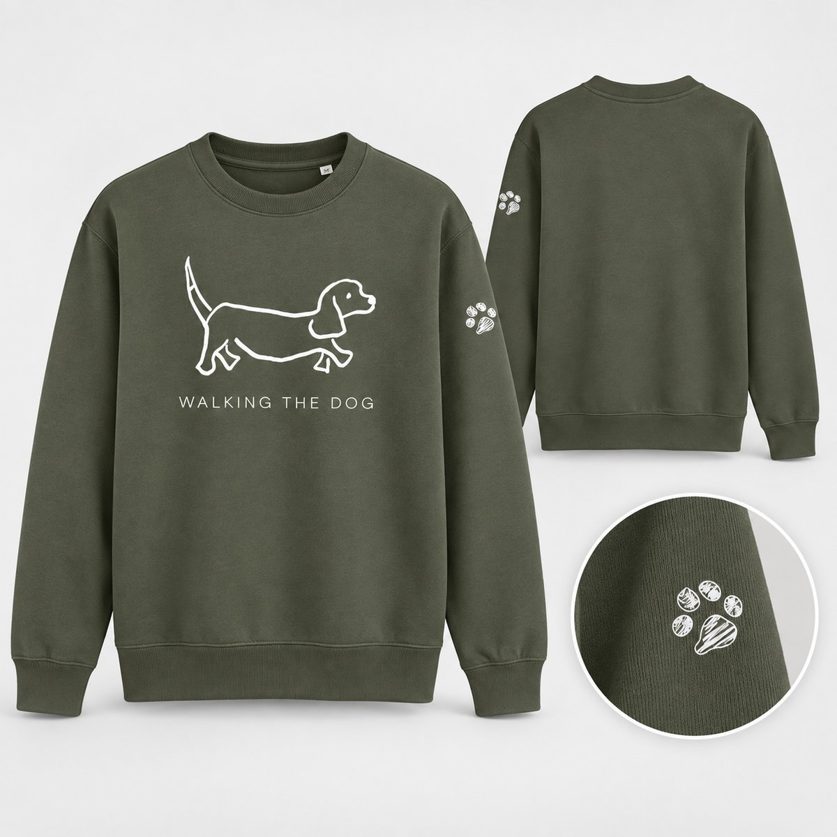 CUSTOMISED WALKING THE DOG CREW A4 Image (Front) & Paw (sleeve)