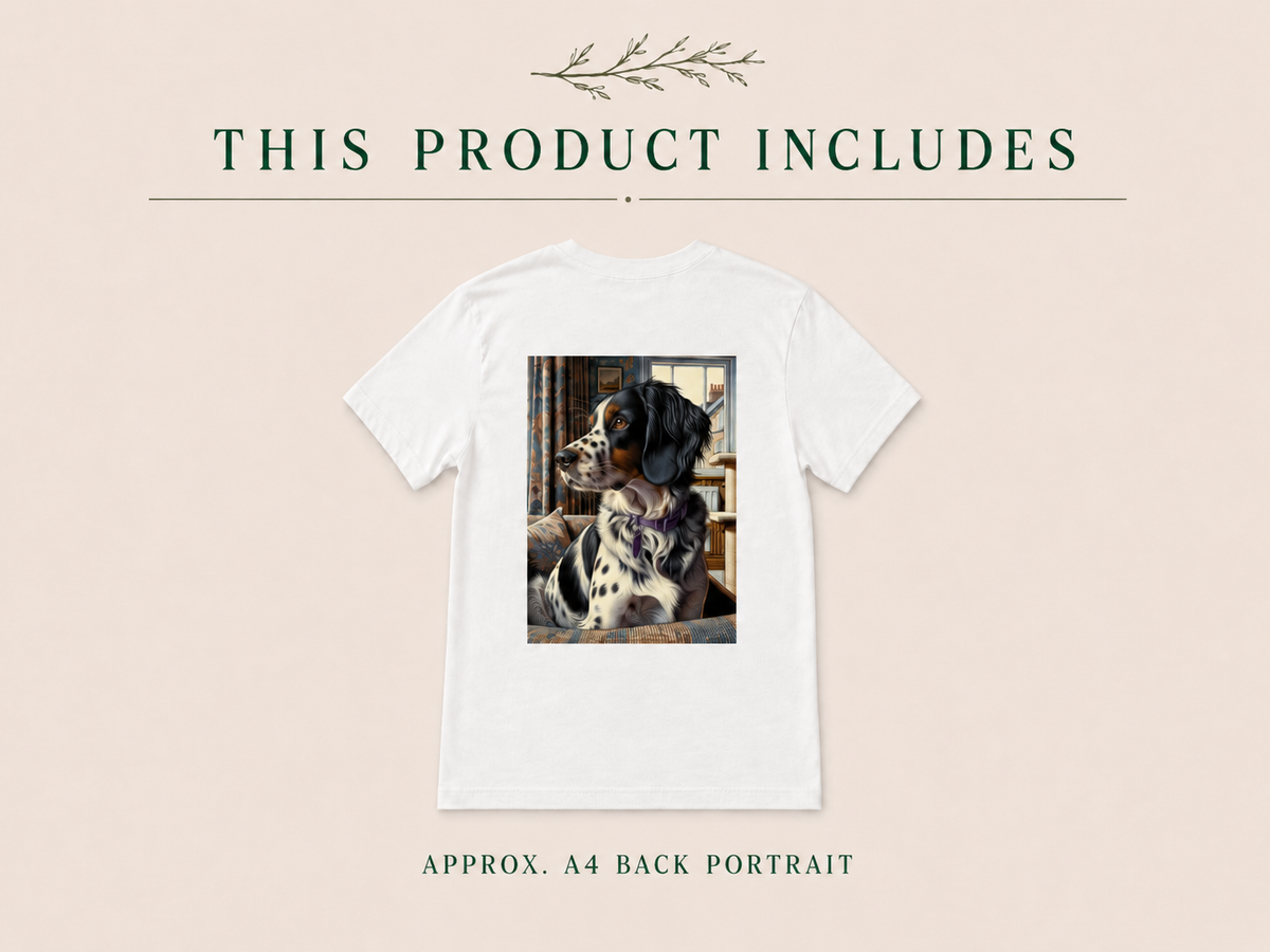 Custom-Made Pet Portrait T-Shirt — Back Portrait ONLY image 1