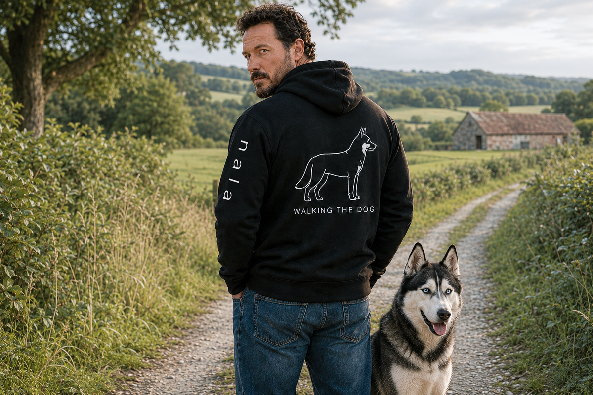 Custom-Made WALKING THE DOG Full-Zip Hoodie | A4 Front & Back + Paw Sleeve image 3