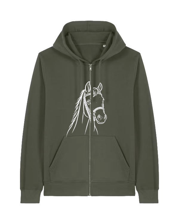 Custom-Made Equine Full-Zip Hoodie — Personalised Horse Outline