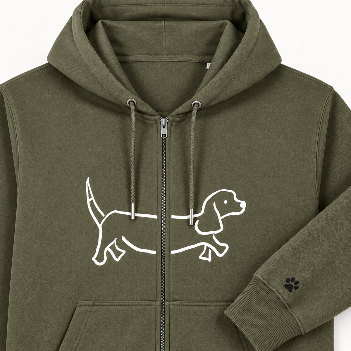 Ready To Wear WALKING THE DOG Full-Zip Hoodie — Front & Back | Paw Print Option