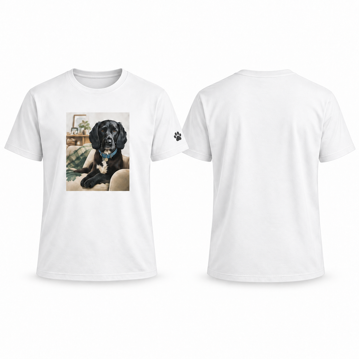 Custom-Made Pet Portrait T-Shirt — Back Portrait ONLY