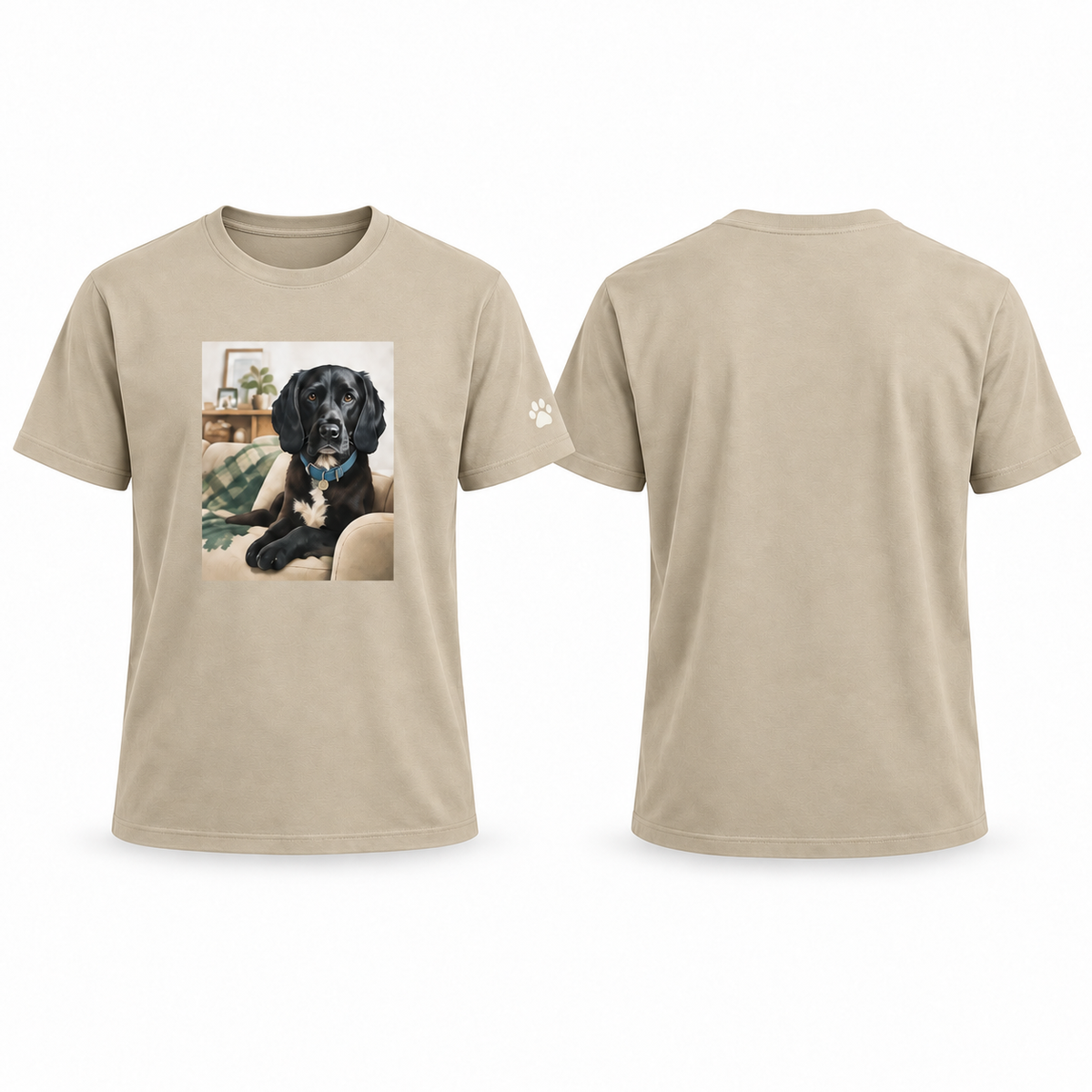 Custom-Made Pet Portrait T-Shirt — Back Portrait ONLY