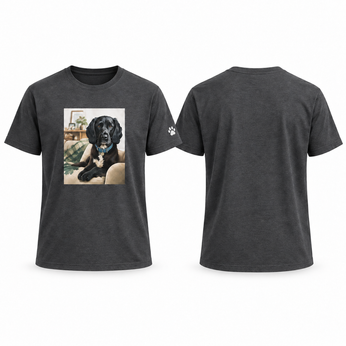 Custom-Made Pet Portrait T-Shirt — Back Portrait ONLY