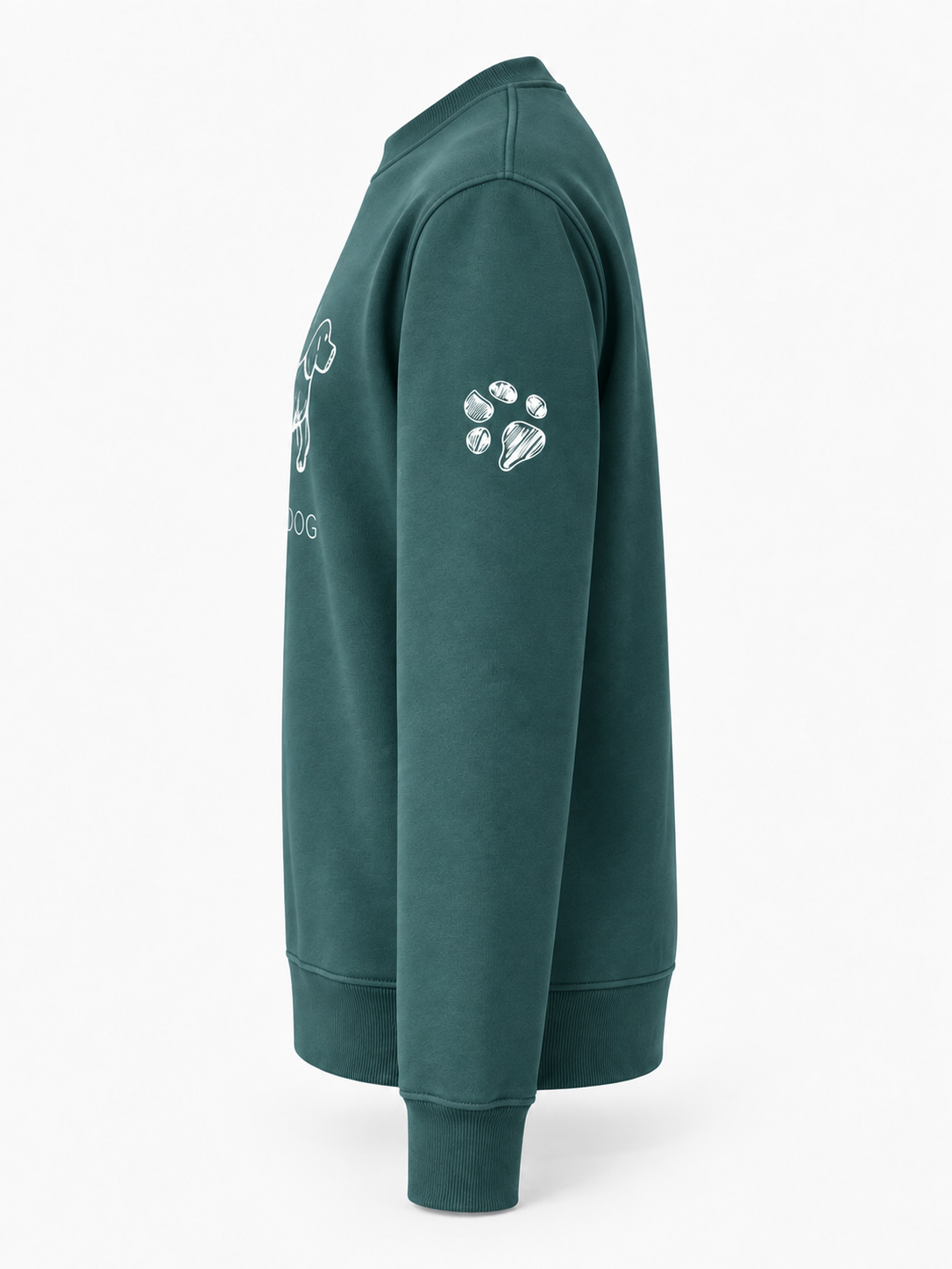 WALKING THE DOG Crew Sweatshirt — Front Artwork & Paw Sleeve