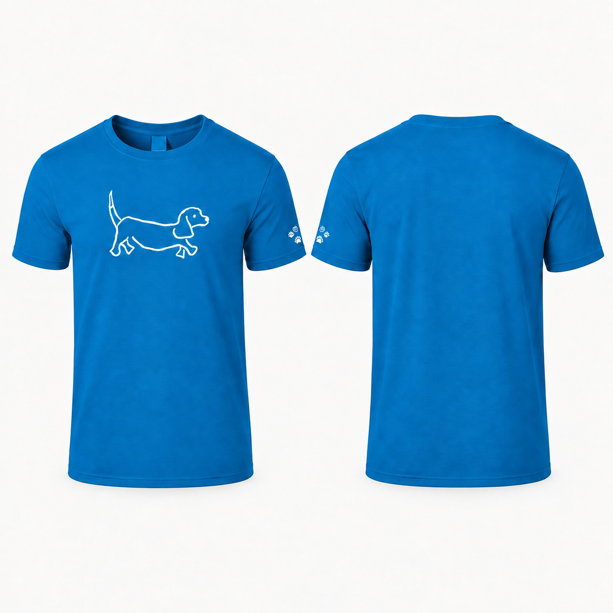 Custom-Made Walking the Dog T-Shirt | A4 Front Portrait + Paw Sleeve