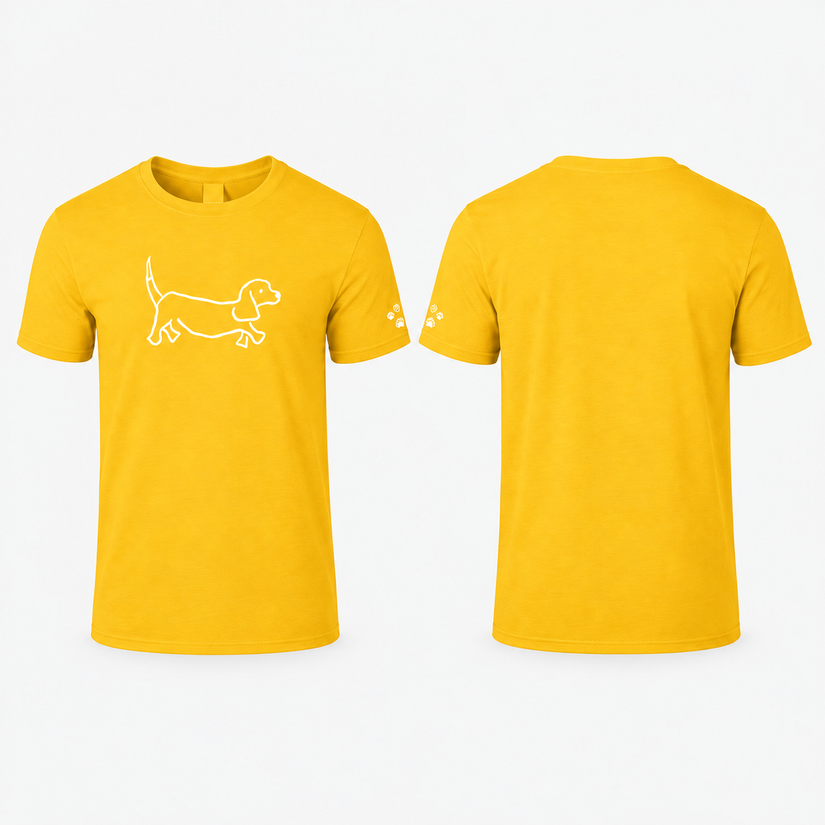 Custom-Made Walking the Dog T-Shirt | A4 Front Portrait + Paw Sleeve