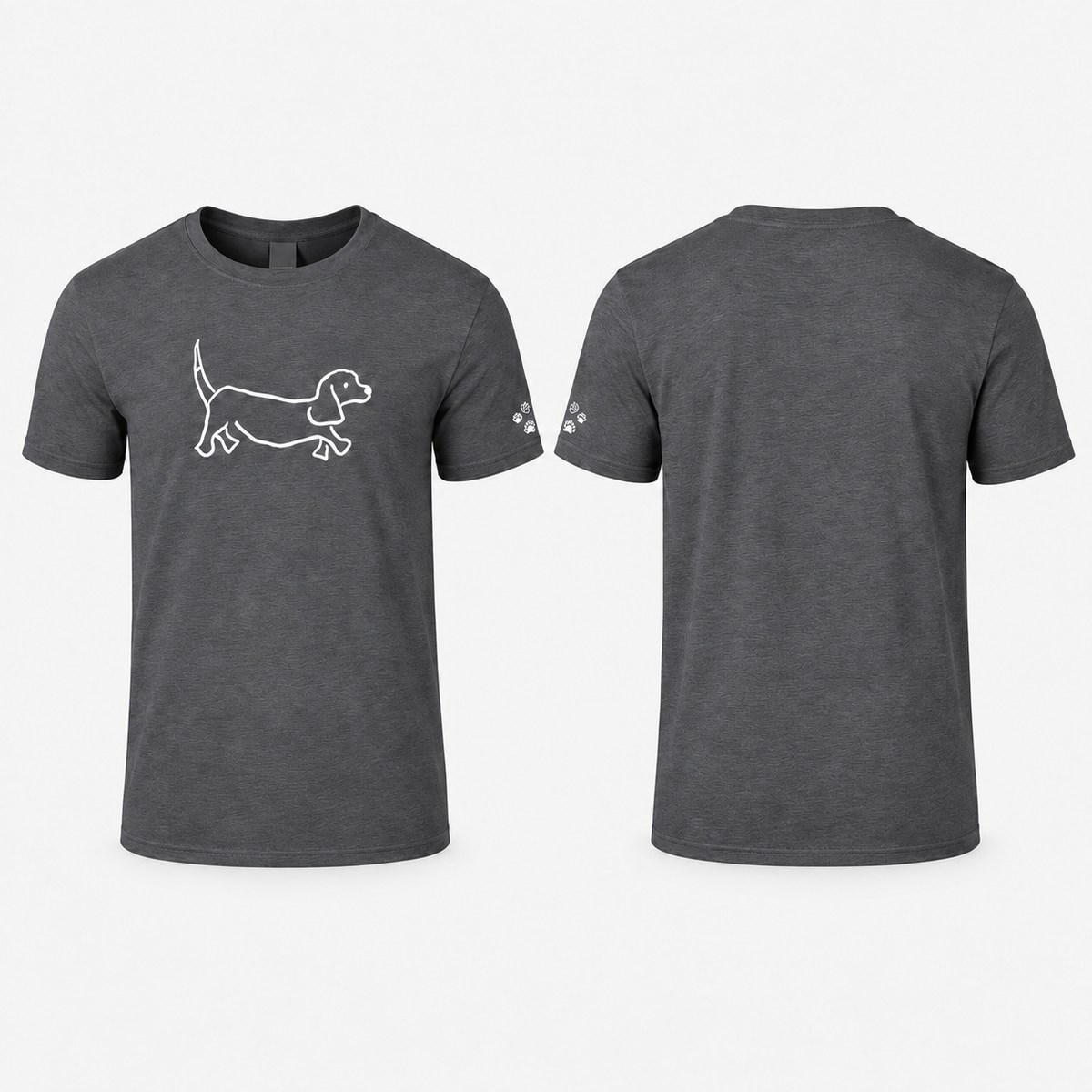 Custom-Made Walking the Dog T-Shirt | A4 Front Portrait + Paw Sleeve