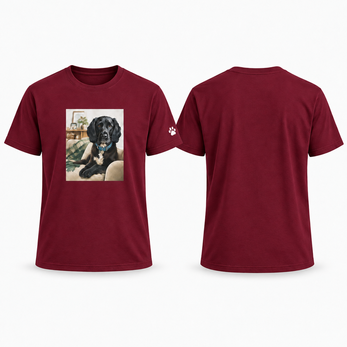 Custom-Made Pet Portrait T-Shirt — Back Portrait ONLY