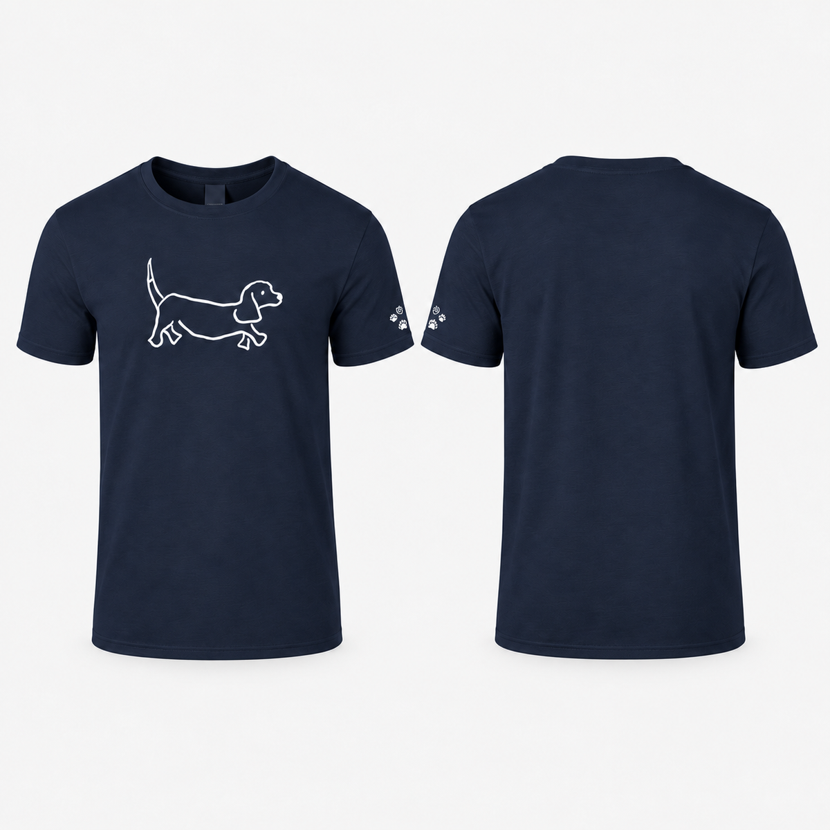 Custom-Made Walking the Dog T-Shirt | A4 Front Portrait + Paw Sleeve