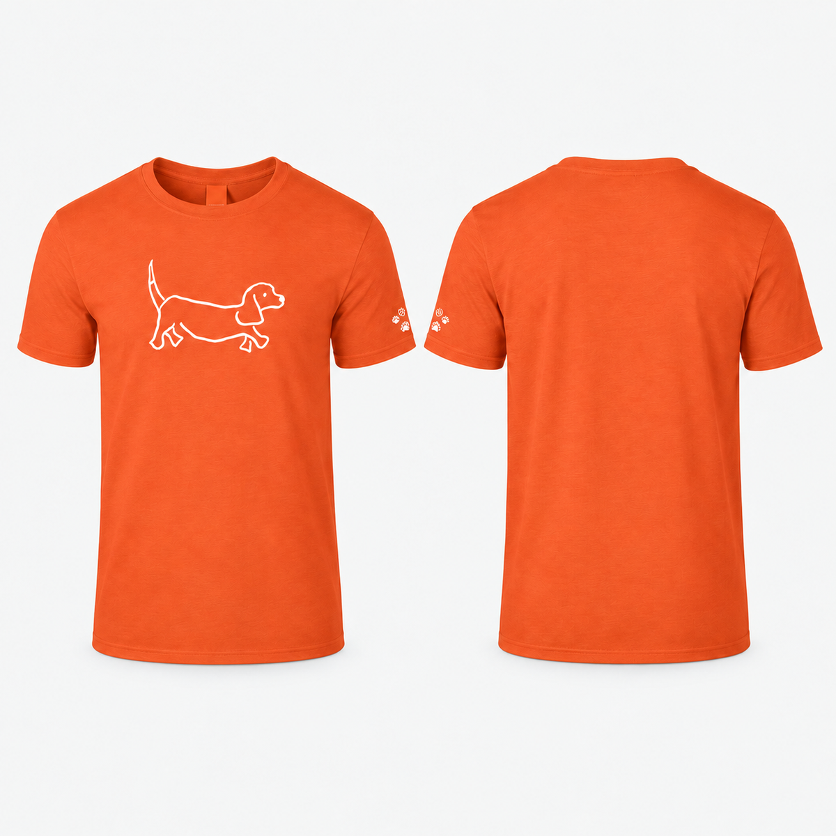 Custom-Made Walking the Dog T-Shirt | A4 Front Portrait + Paw Sleeve