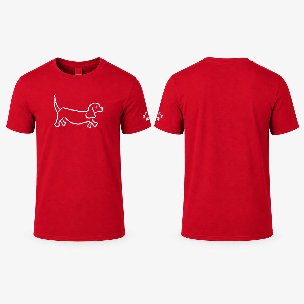 Custom-Made Walking the Dog T-Shirt | A4 Front Portrait + Paw Sleeve