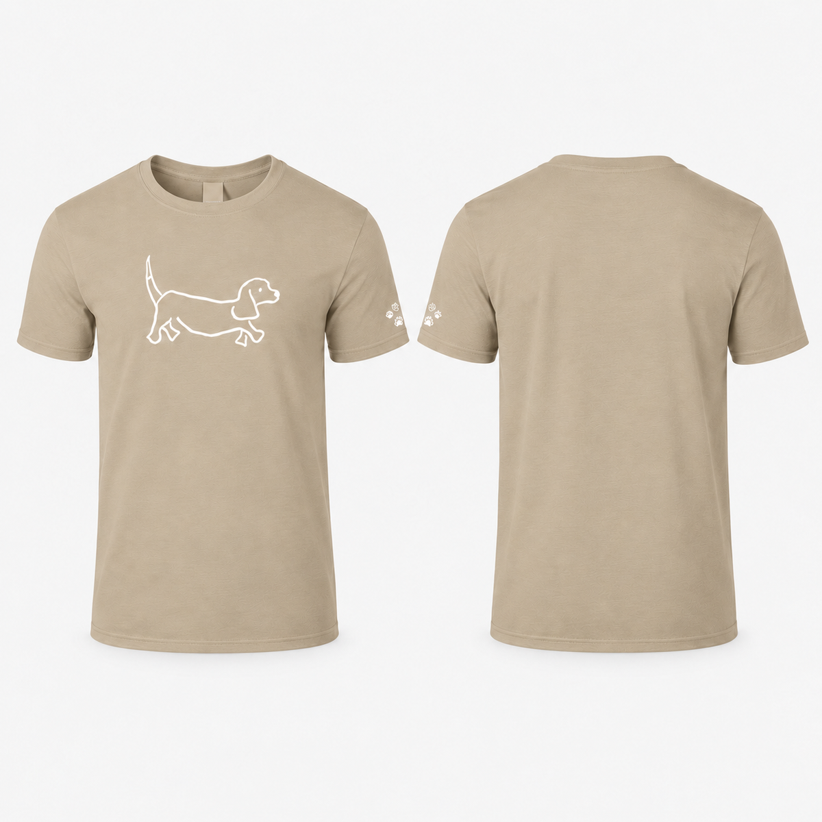 Custom-Made Walking the Dog T-Shirt | A4 Front Portrait + Paw Sleeve