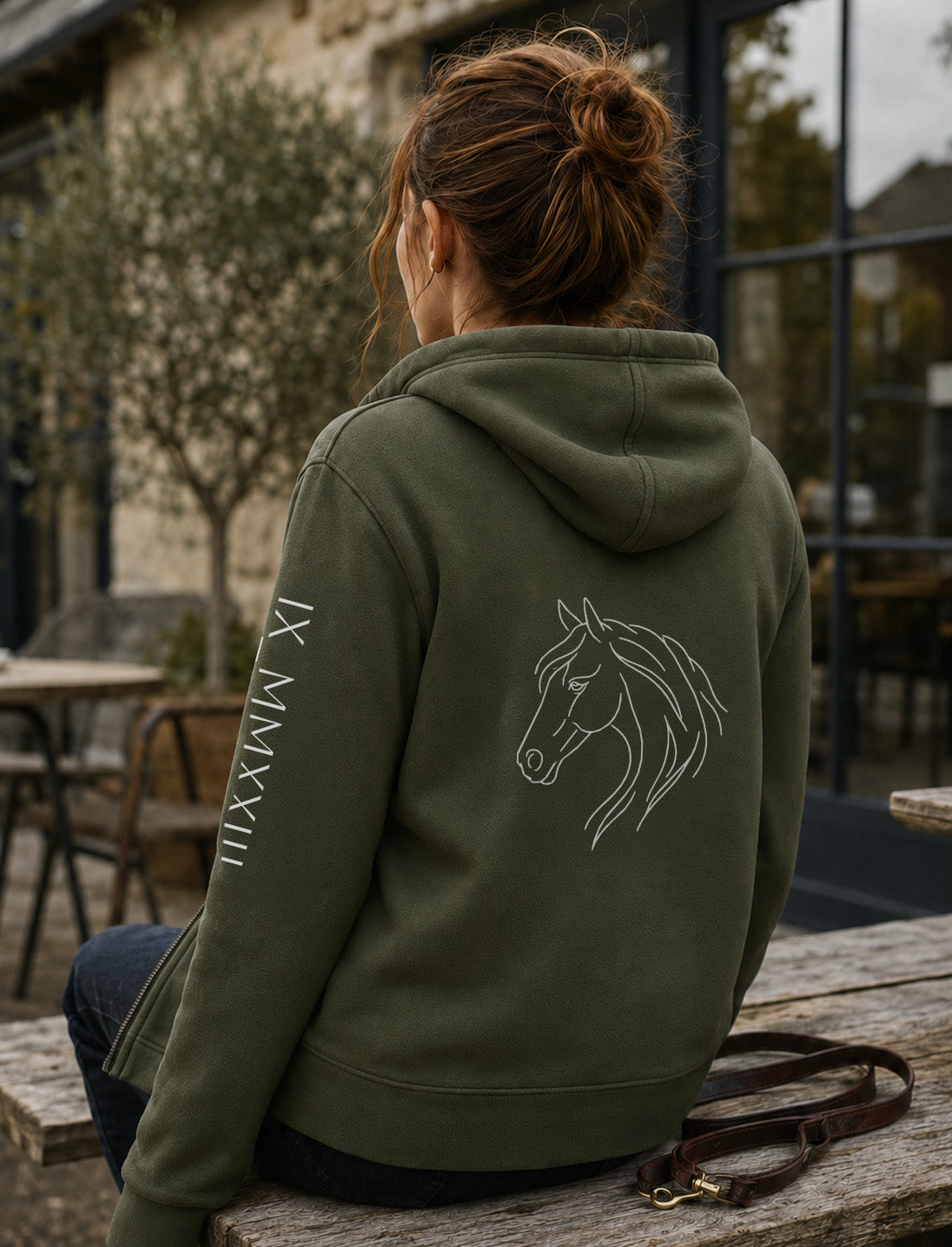 Custom-Made Equine Full-Zip Hoodie — Personalised Horse Outline