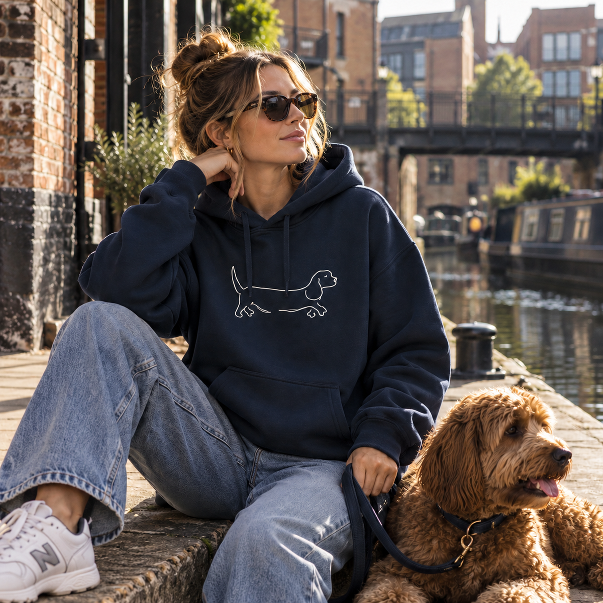 Ready To Wear WALKING THE DOG Oversized Hoodie — Front & Back | Paw Print Option