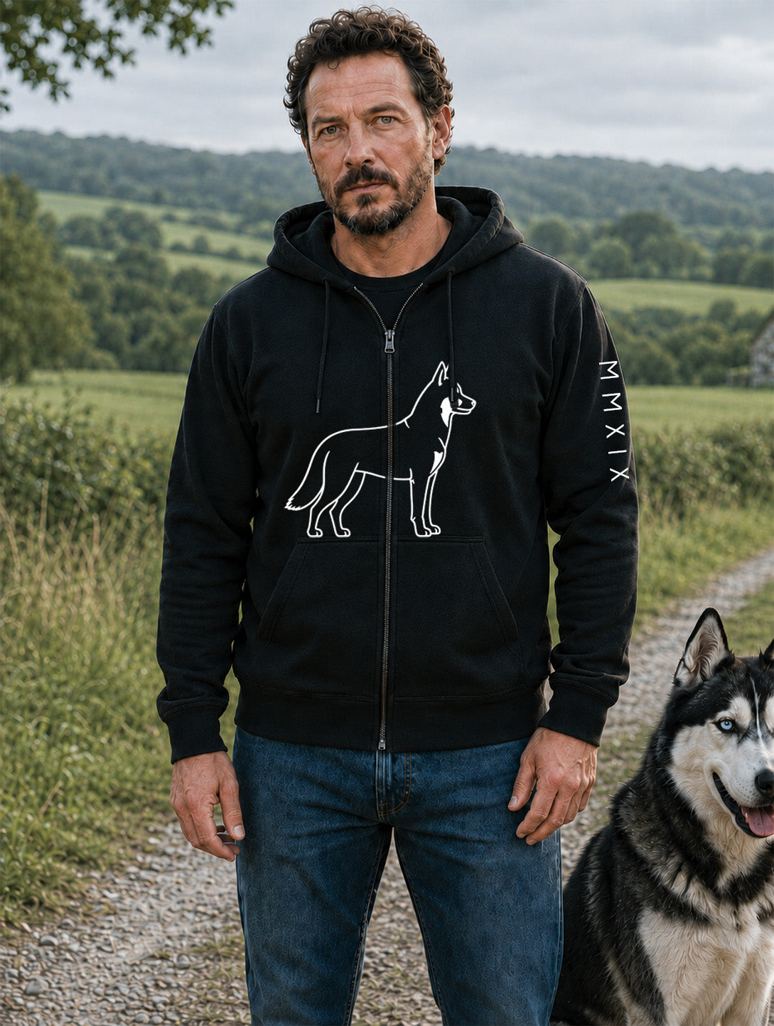 Custom-Made WALKING THE DOG Full-Zip Hoodie | A4 Front & Back + Paw Sleeve image 8