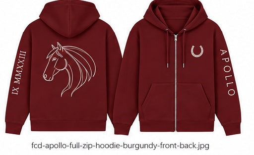 Custom-Made Equine Full-Zip Hoodie — Personalised Horse Outline