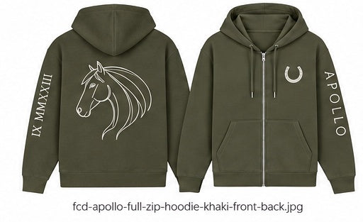 Custom-Made Equine Full-Zip Hoodie — Personalised Horse Outline