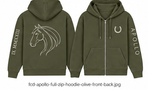 Custom-Made Equine Full-Zip Hoodie — Personalised Horse Outline
