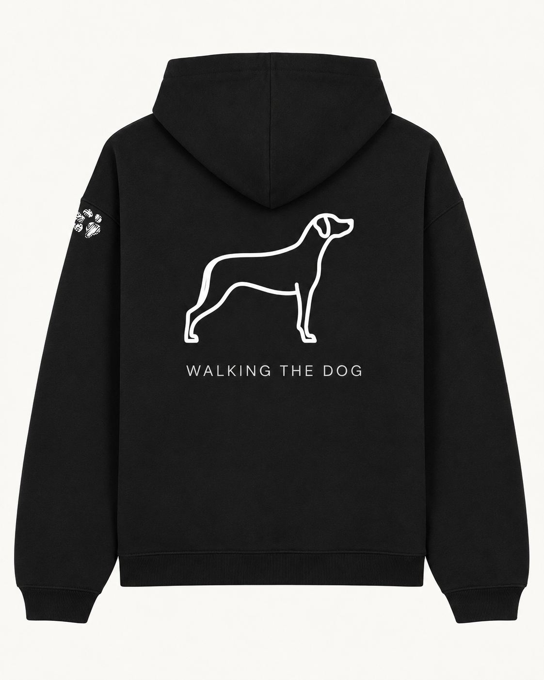 Custom-Made WALKING THE DOG Oversized Hoodie — Front & Back | Paw Print Option