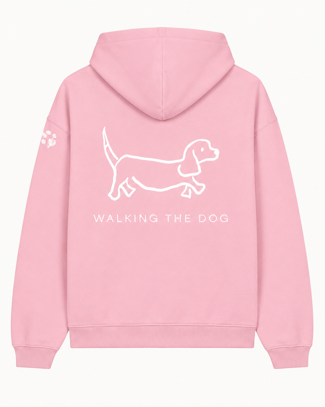 Ready To Wear WALKING THE DOG Oversized Hoodie — Front & Back | Paw Print Option