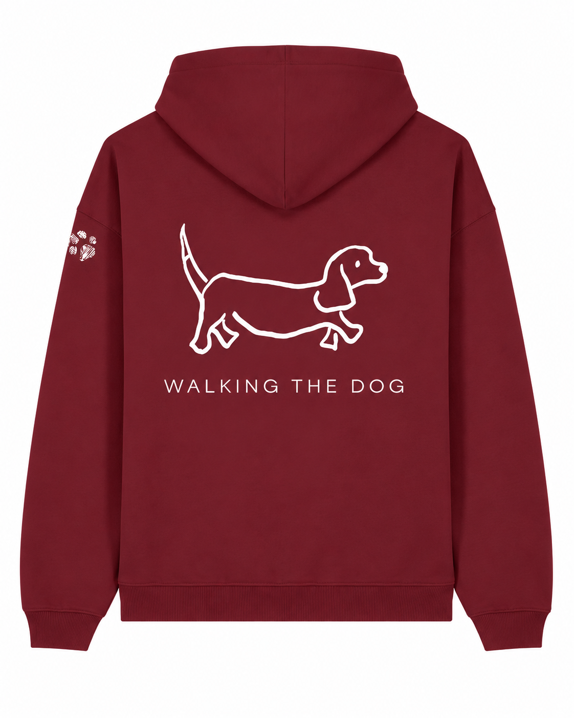 Ready To Wear WALKING THE DOG Oversized Hoodie — Front & Back | Paw Print Option