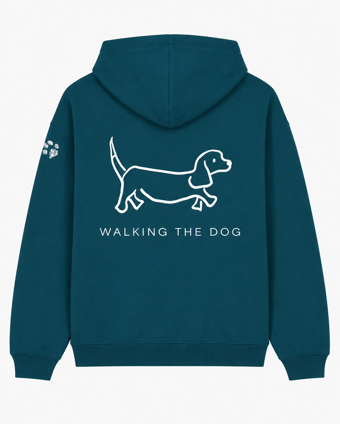 Ready To Wear WALKING THE DOG Oversized Hoodie — Front & Back | Paw Print Option