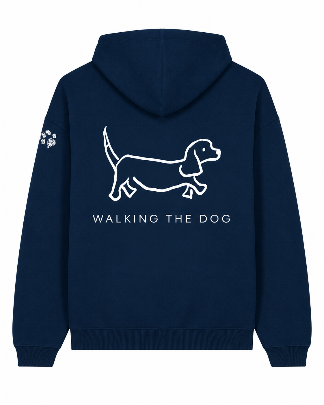Ready To Wear WALKING THE DOG Oversized Hoodie — Front & Back | Paw Print Option