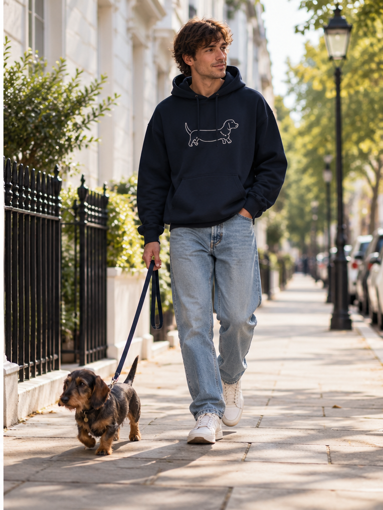 Ready To Wear WALKING THE DOG Oversized Hoodie — Front & Back | Paw Print Option