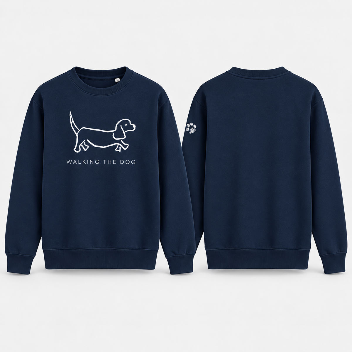 CUSTOMISED WALKING THE DOG CREW A4 Image (Front) & Paw (sleeve)