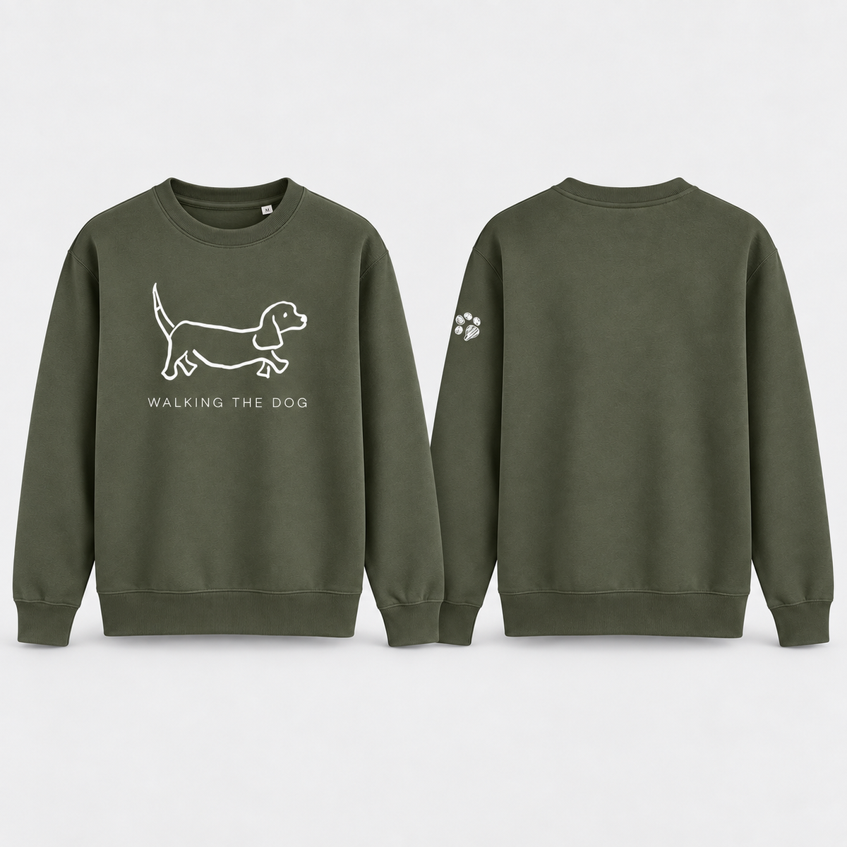 CUSTOMISED WALKING THE DOG CREW A4 Image (Front) & Paw (sleeve)